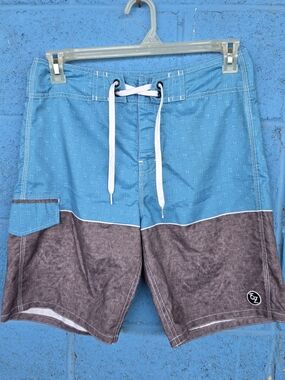 Ezekiel Board Shorts Mens 30 Blue Gray Swim Surf Beach Drawstring Pocket